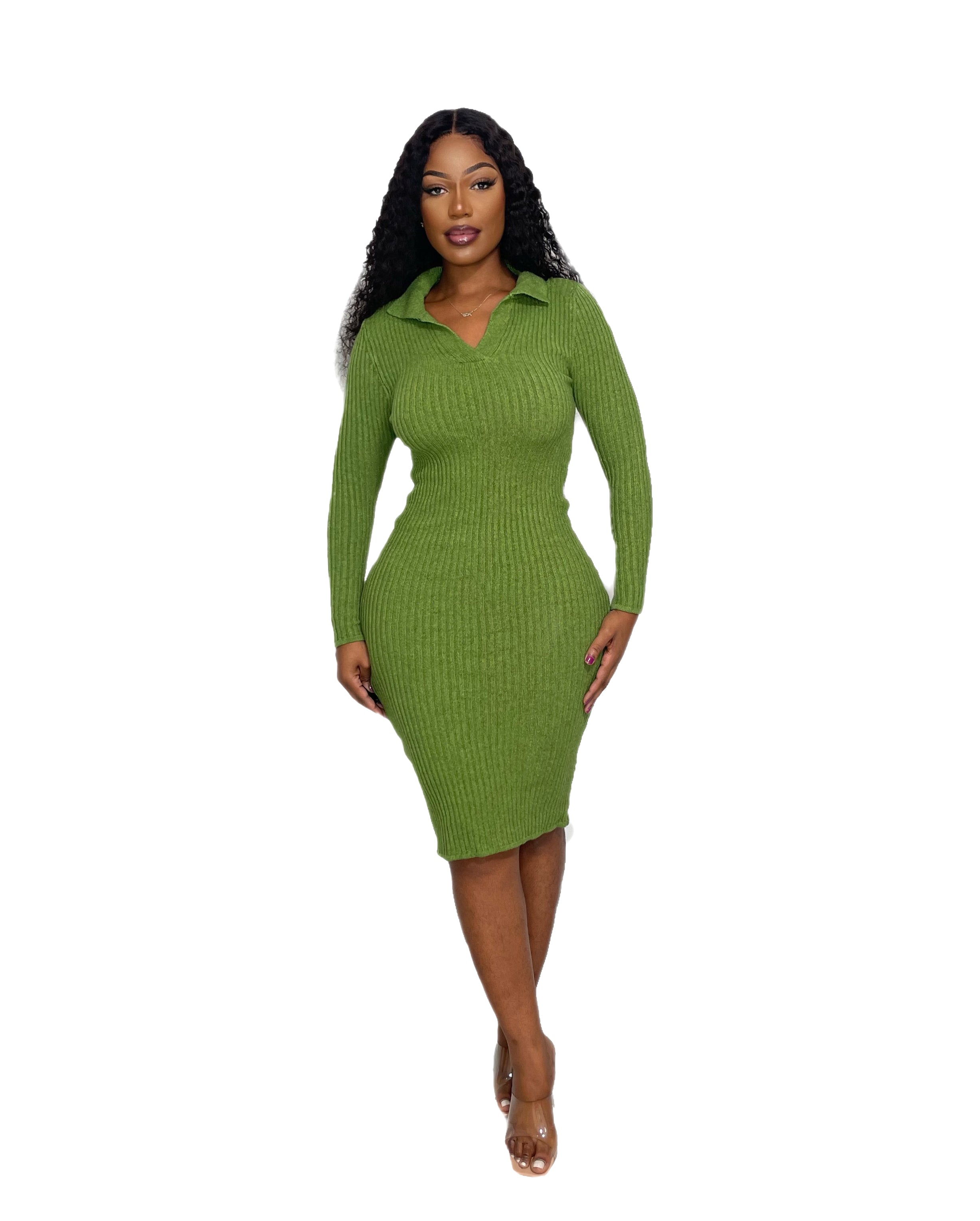 bodycon wool dress Rib Knit Bodycon Dress GLAM BY TK